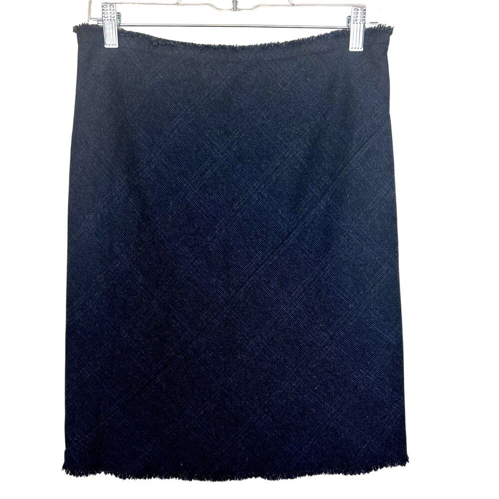 Isabel Marant Étoile Womens 6 EU 38 Blue Plaid Wool Fringe Pencil Skirt Workwear